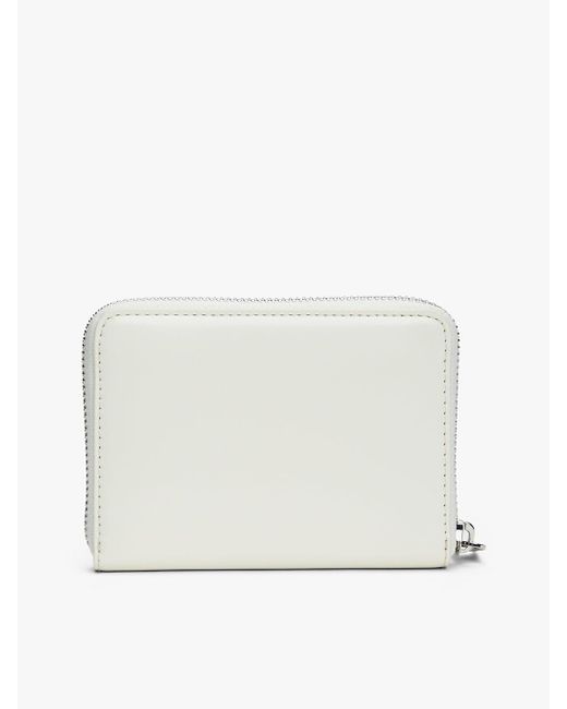 Tommy Hilfiger White Essential Logo Plaque Zip-Around Wallet
