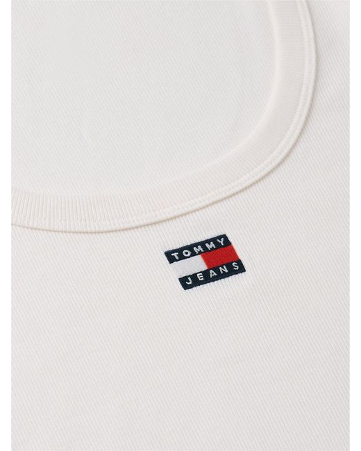 Tommy Hilfiger White Tommy Badge Scoop Neck Slim T-Shirt