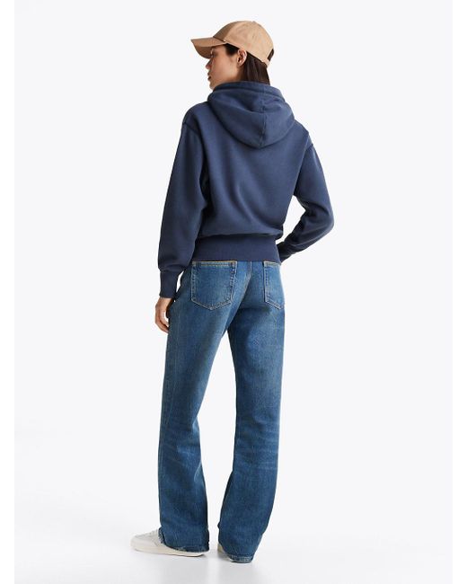 Felpa Con Cappuccio, Lacci E Logo Ricamato di Tommy Hilfiger in Blue