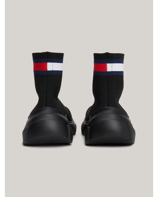 Tommy Hilfiger Black Pull-on Chunky Sock Boots