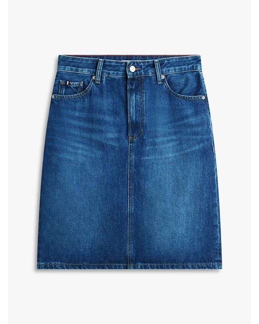 Tommy Hilfiger Blue Mid Rise Straight Denim Pencil Skirt