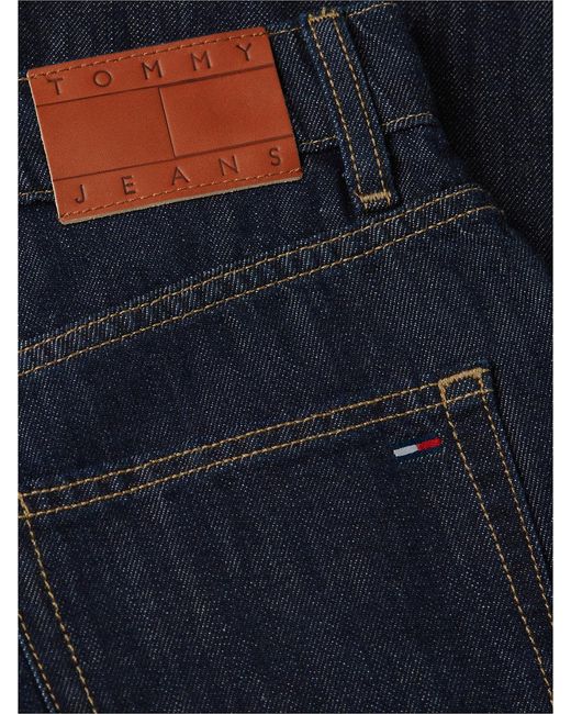 Tommy Hilfiger Blue Ultra High Rise Tapered Mom Jeans With Linen