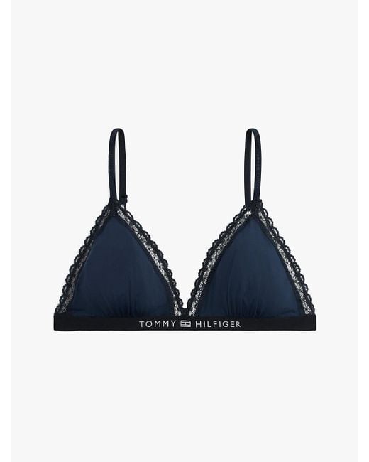 Reggiseno A Triangolo Sfoderato Con Pizzo di Tommy Hilfiger in Blue