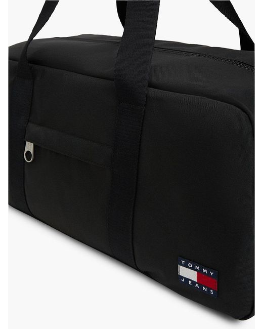 Tommy Hilfiger Black Essential Repeat Logo Textile Duffel Bag for men
