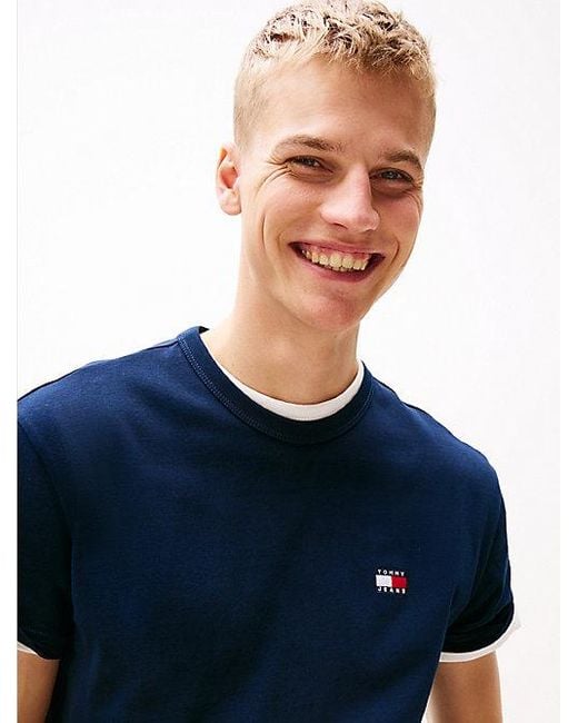 Tommy Hilfiger T-Shirt Met Ronde Hals En Tommy-Badge in het Blue voor heren