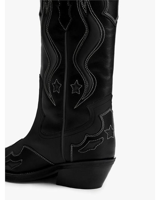 Tommy Hilfiger Black Archive Leather Cowboy Boots