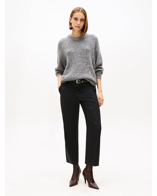 Tommy Hilfiger Gray Festive Wool Blend Relaxed V-Neck Jumper