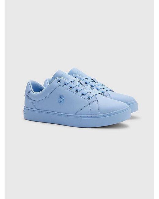 Tommy Hilfiger Exclusive Monochrome Court Sneaker Van Leer in het Blue