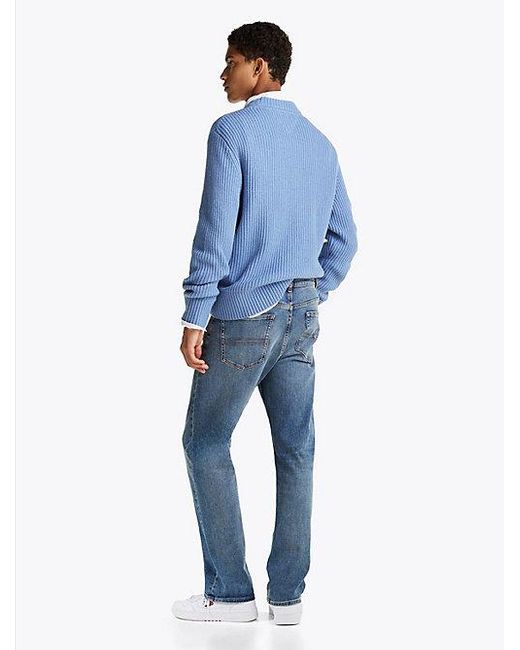 Vaqueros Rectos De Corte Regular Con Efecto Usado Tommy Hilfiger de hombre de color Blue