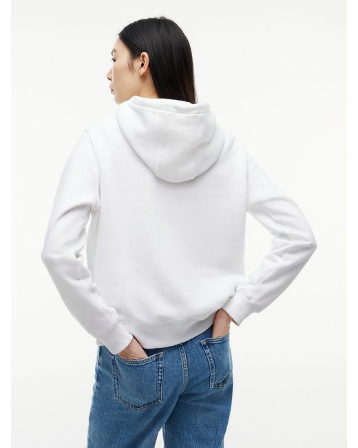 Tommy Hilfiger White Brushed Fleece Drawstring Hoody