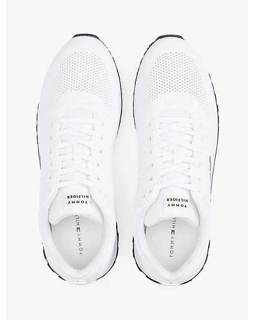 Tommy Hilfiger Gebreide Sneaker Met Contrasterende Texturen in het White voor heren