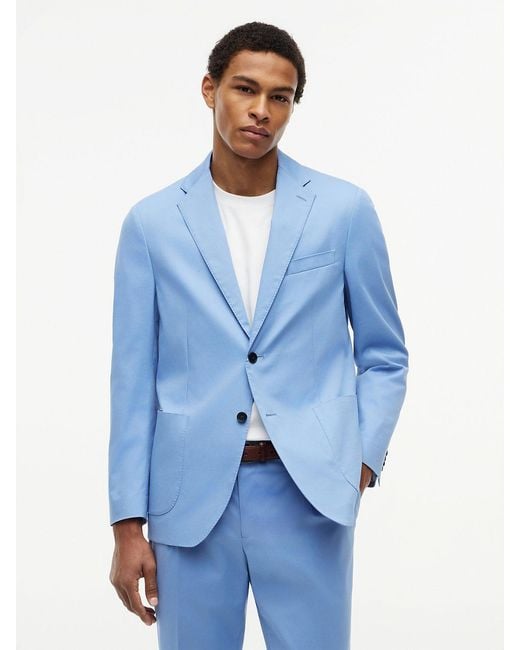 Tommy Hilfiger Blue Regular Fit Gabardine Single Breasted Blazer for men