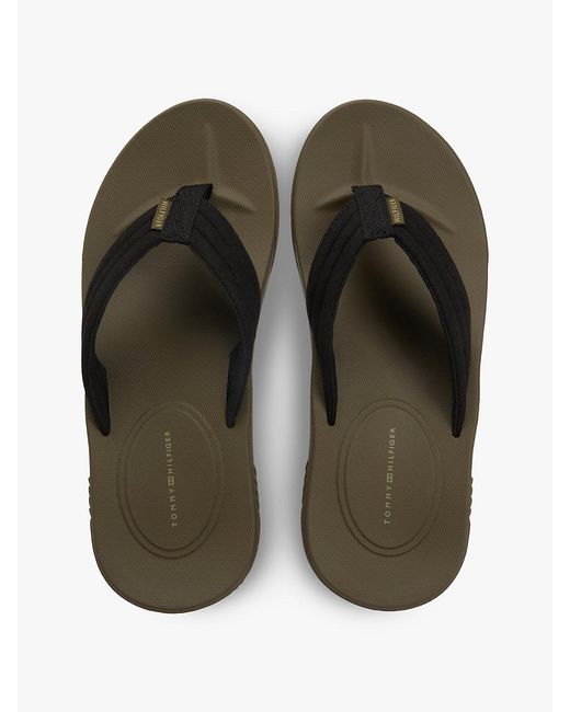 Tommy Hilfiger Black Padded Strap Contoured Footbed Flip-flops for men