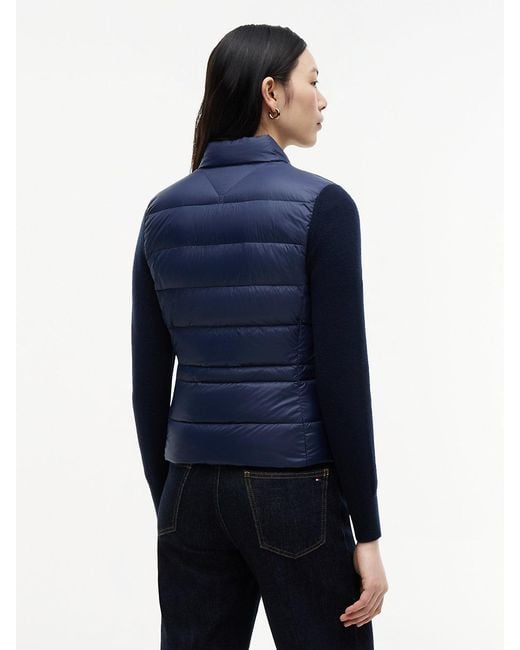 Tommy Hilfiger Blue Mixed Texture Slim Lightweight Down Jacket