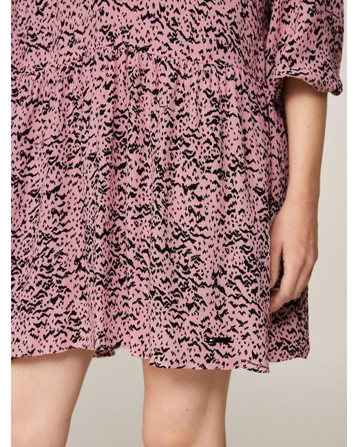 Tommy Hilfiger Pink Animal Print Oversized A-line Mini Dress