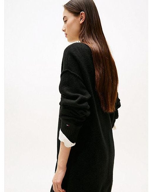 Tommy Hilfiger Varsity Mini-Sweaterjurk Met Intarsialogo in het Black