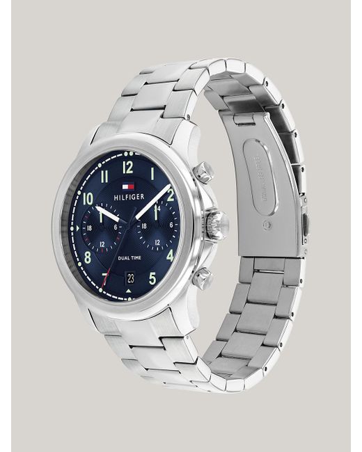 Tommy Hilfiger Blue Navy Dial Dual Time Stainless Steel Watch for men