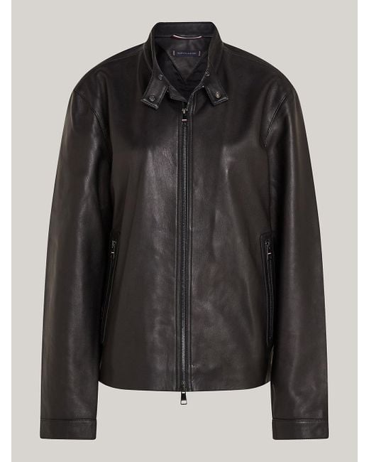 Tommy Hilfiger Black Smart Casual Leather Jacket for men