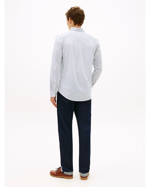 Tommy Hilfiger White Th Flex Regular Fit Check Poplin Shirt for men