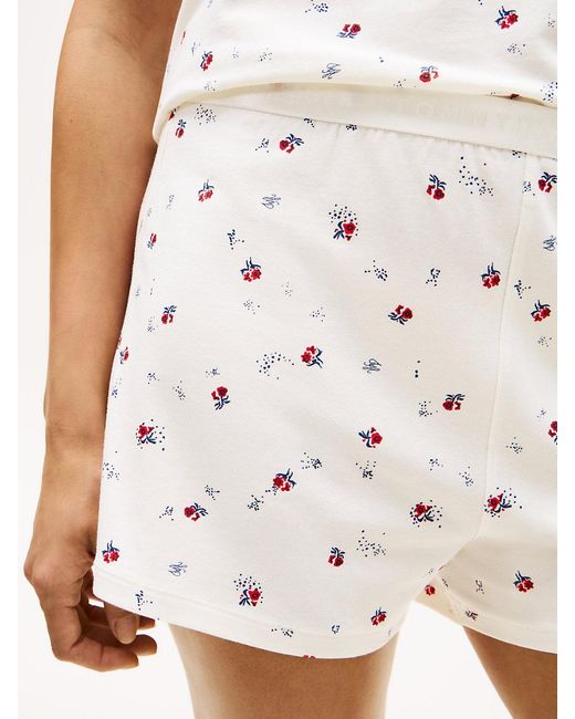 Tommy Hilfiger White Essential Print Pyjama Shorts