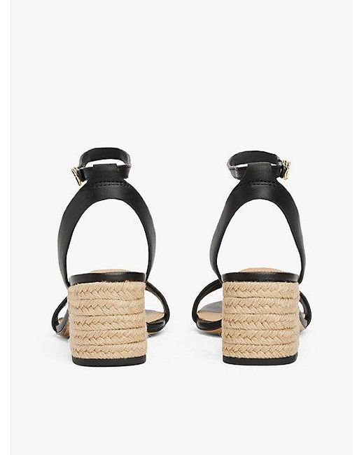 Tommy Hilfiger Leren Sandaal Met Espadrillehak in het White