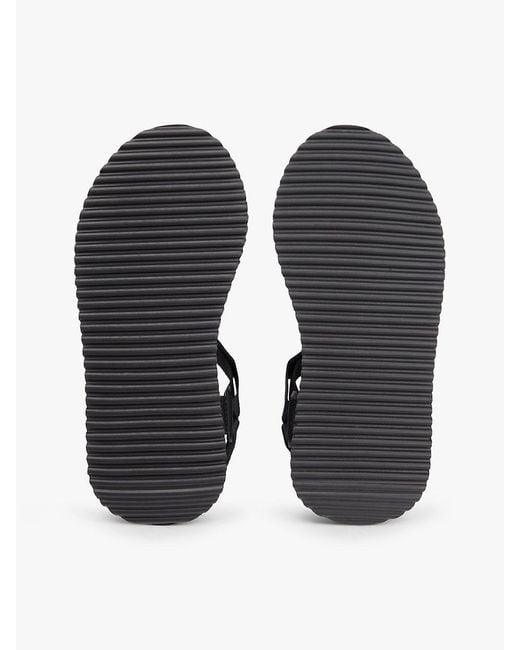 Tommy Hilfiger Black Webbing Rope Cleat Platform Sandals