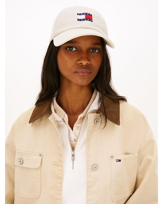 Tommy Hilfiger White Wavy Flag Canvas Baseball Cap