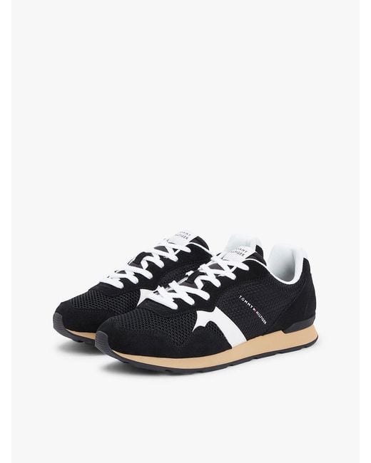 Tommy Hilfiger Black Mixed Texture Mesh Cleat Trainers for men