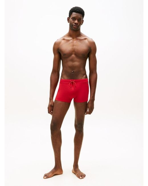 Tommy Hilfiger Red Essential Flag Embroidery Swim Trunks for men