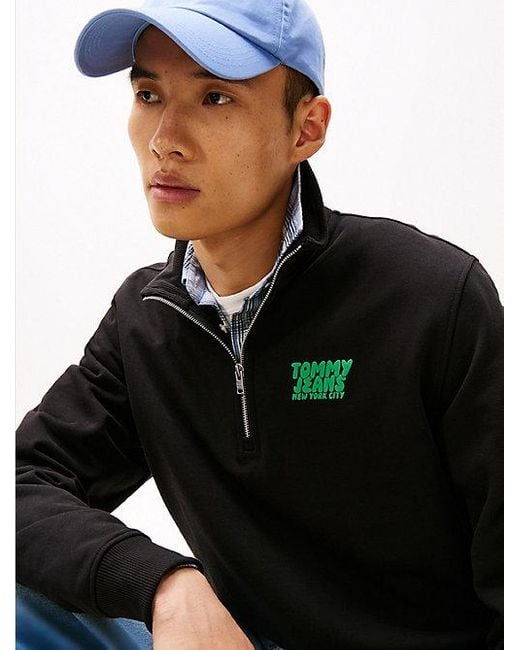 Tommy Hilfiger Sweatshirt Met Rits En Bubbellogo Op De Rug in het Black voor heren