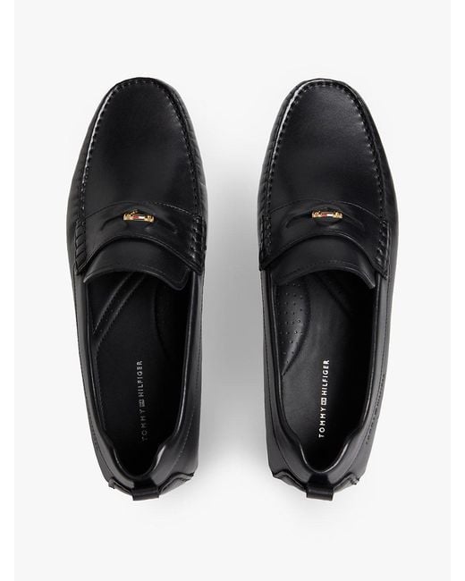 Tommy Hilfiger White Leather Debossed Logo Driver Shoes for men