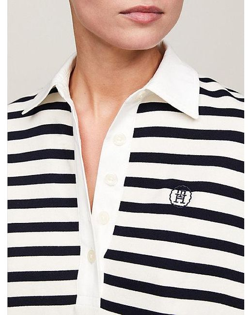 Tommy Hilfiger Relaxed Fit Rugbyshirt Met Bretonse Streep in het Blue