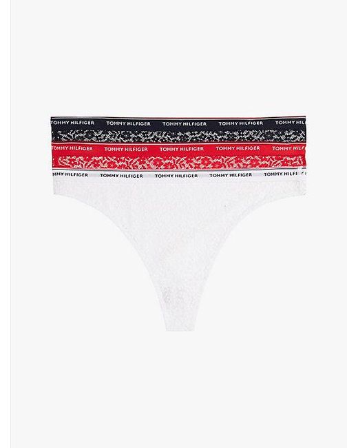 Tommy Hilfiger Set Van 3 Premium Essential Strings Met Kant in het White