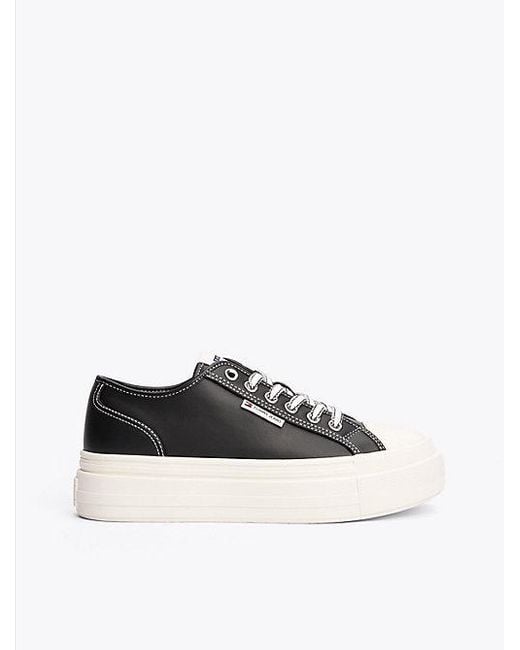 Tommy Hilfiger Leren Sneaker Met Plateauzool in het White