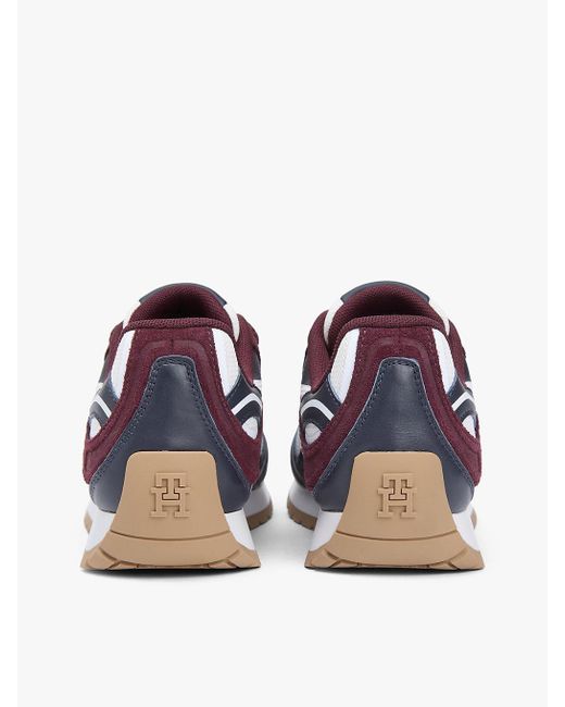 Tommy Hilfiger Blue Th Monogram Leather Mixed Texture Trainers