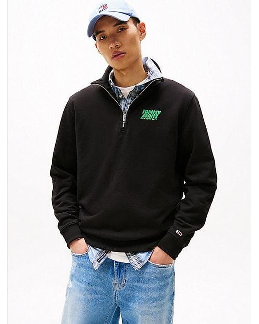 Tommy Hilfiger Sweatshirt Met Rits En Bubbellogo Op De Rug in het Black voor heren