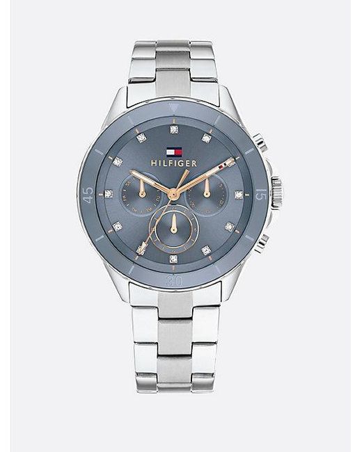 Reloj De Acero Inoxidable Con Esfera Azul Tommy Hilfiger de color Blue