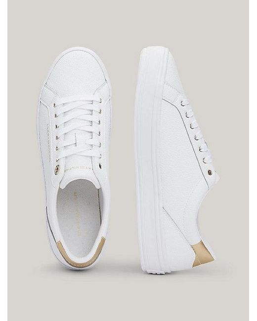 Tommy Hilfiger Essential Vetersneaker Met Metallic Hiel in het White