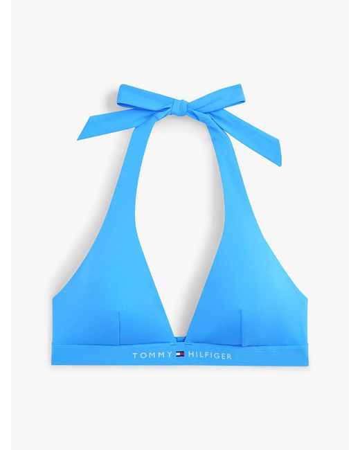 Tommy Hilfiger Blue Original Logo Halterneck Bikini Top