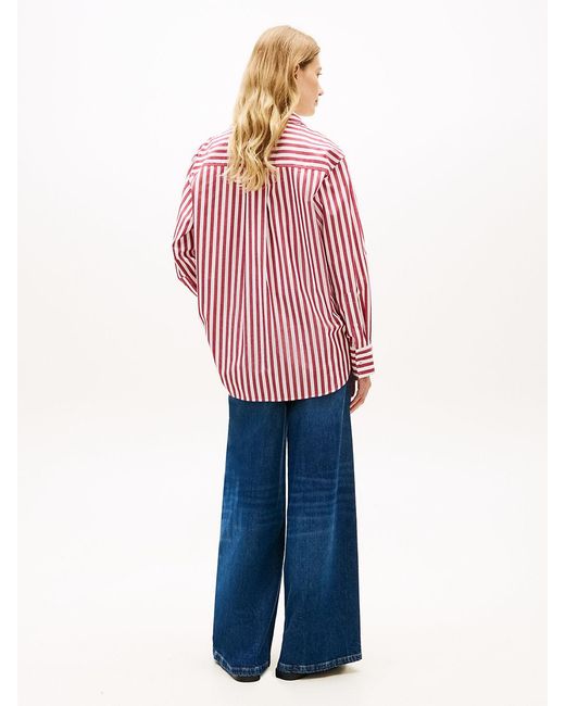 Tommy Hilfiger Red Classic Oversized Fit Poplin Shirt