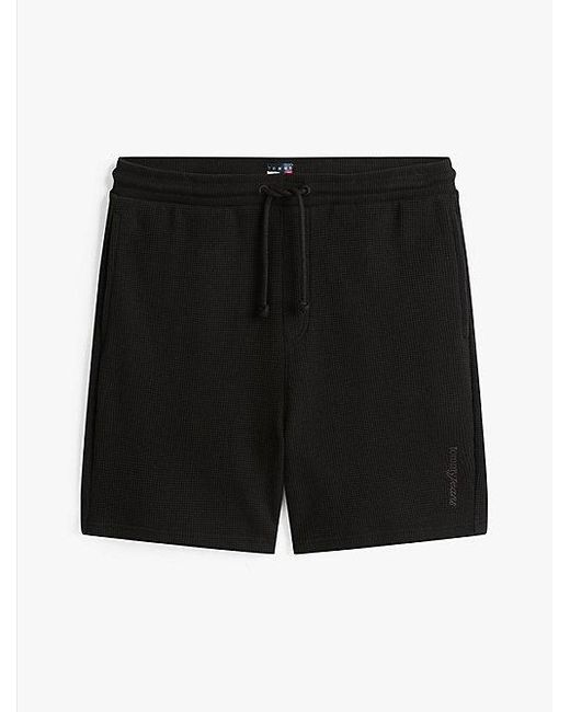 Pantalón Corto De Chándal Con Punto Gofrado Tommy Hilfiger de hombre de color Black