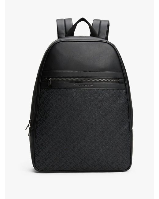Zaino Th Monogram Con Finitura Tramata di Tommy Hilfiger in Black da Uomo