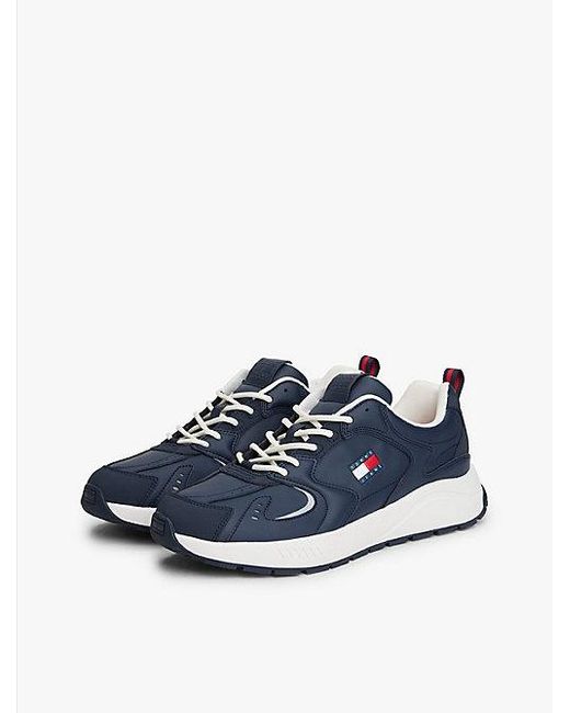 Tommy Hilfiger Sneaker Met Profielzool En Gemengde Texturen in het Blue voor heren