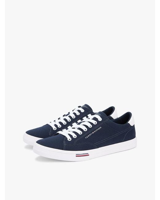 Tommy Hilfiger Blue Canvas Signature Midsole Trainers for men