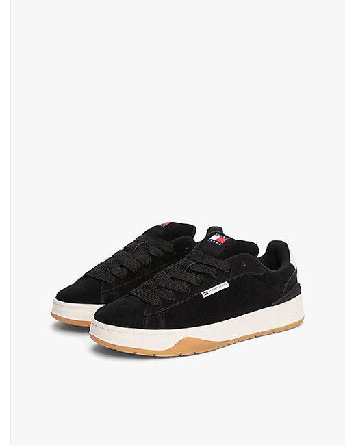 Tommy Hilfiger Suède Sneaker Met Getextureerde Tussenzool in het Black voor heren