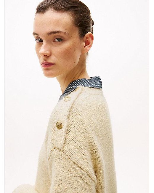 Jersey De Punto Texturizado Con Botones Tommy Hilfiger de color Natural