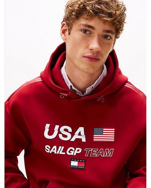 Tommy Hilfiger Tommy X U.S. Sail Gp Team Interlock Hoodie in het Red voor heren
