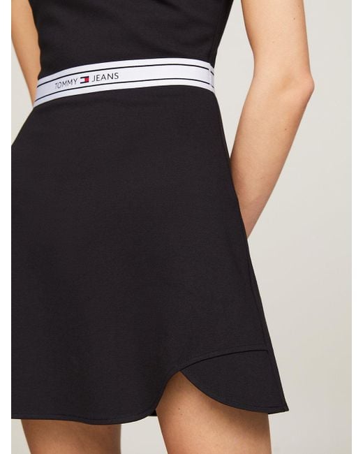 Tommy Hilfiger Black Logo Tape Fit And Flare Dress