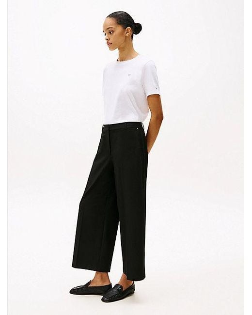 Tommy Hilfiger Cropped Broek Met Wijde Fit En Anti-Kreuk in het Black