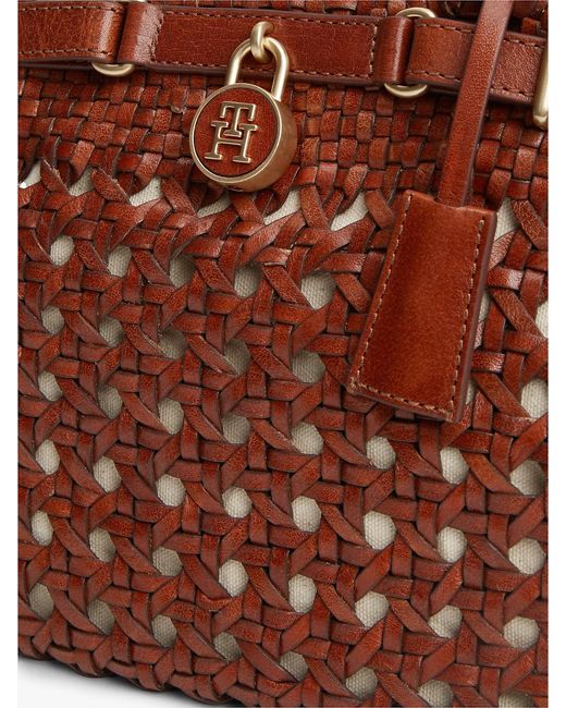 Tommy Hilfiger Brown The American Icon Braided Leather Tote Bag